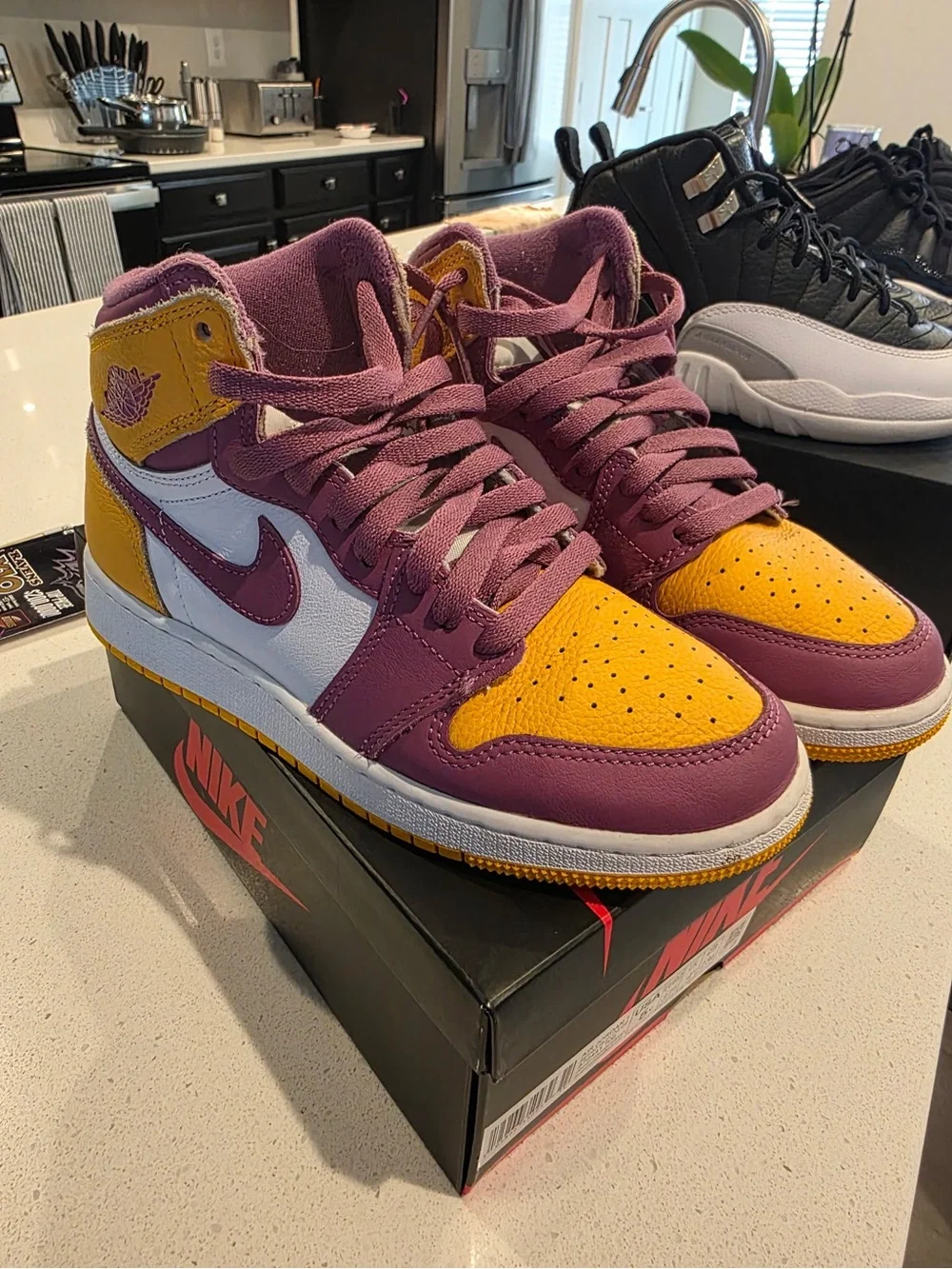 Nike Kids Air Jordan 1 Mid - Purple, Yellow & White